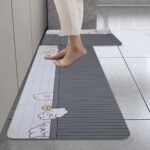 HomeCloud Rubber Kitchen Mats for Floor Set of 2 Pcs | Non-Skid, Soft Absorbent Rugs for Kitchen, Laundry, and Hallway | 120x40cm, 40x60cm| 4mm Thickness (Bunnies_Grey)