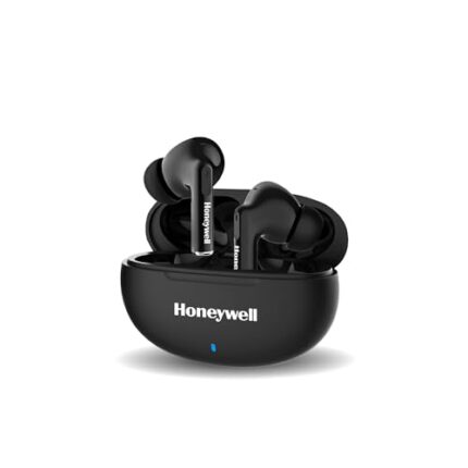 Honeywell Moxie V1200 Bluetooth TWS Earbuds with 26H of Playtime, Type C Fast Charging, IPx4 Water Resistant, Bluetooth V5.3, 13mm*2 Drivers, Voice Assistant, 2 Years Manufacturer Warranty - Black