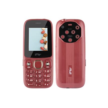 IAIR D40 Dual Sim Keypad Phone | 1200 mAH Battery & Big 2 Inch Display | Big Torch Light | Wireless FM & Rear Camera | Auto Call Recording | Dual Sim Support | 32 MB Ram & Storage (Dark Red)