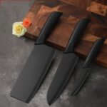 INKULTURE Stainless Steel Kitchen Knife Set, Meat Knife,Professional Chef’s Knife Set, Sharp Blade with Ergonomic Handle for Home Kitchen and Restaurant | Pack of 03 | Black