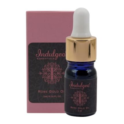 Indulgeo Essentials 24K Mini Rose Gold Beauty Oil for Uneven Skin Tone, Dullness & Finelines | Anti-Aging, Lightweight, Makeup Face Primer | Made with 24k Gold Flakes, Rosehip Oil & Vitamin C & E - 5ml