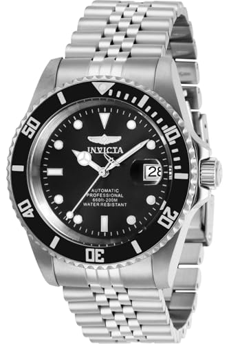 Invicta Stainless Steel Analog Black Dial Men Watch-Silver, Silver Band