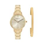 Joker & Witch Stainless Steel Women Isabelle Gold Dial Analog Watch Bracelet Stack, Gold Band