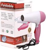 KINOKI 1000 Watts Foldable Hair Dryer with 2 Speed Control for Women and Men (Multicolor)