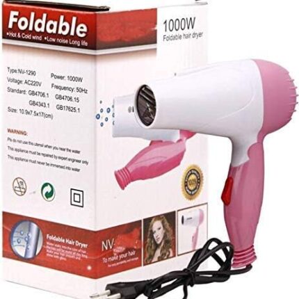 KINOKI 1000 Watts Foldable Hair Dryer with 2 Speed Control for Women and Men (Multicolor)