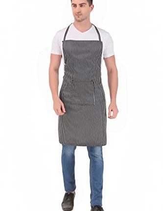 KODENIPR CLUB Men Women Hotel Cafe Restaurants Catering Cooking Kitchen Chef Apron (Grey-Stripe)