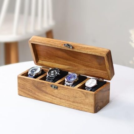 KRAFTYHOME Wooden watch box | 4 slot watch case | Watch organiser | Watch display - 4 slot