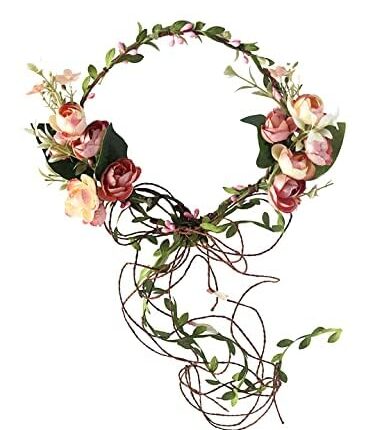 Kairangi Tiara for Women and Girls Floral Hair Vine for Women Pink Bridal Hair Vine Tiara Headband for Girls and Women Bridal Hair Accessories for Wedding.