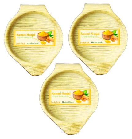 Kerala Ayurvedic Herbal Soaps for Bath Handmade and Organic Natural Fragrance Kerala Coconut Oil Based family combo pack Pure & Gentle Glowing Skin Beauty Soap (Kasturi Manjal Each 100g, 3)