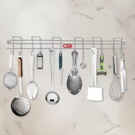 Kitchen Expert, The Kitchen'S Best Steel Cutlery Holder | Spoon Hanger | Wall Mounted Stand - 12 Hooks | Stainless Steel | Multipurpose Stand For Wall| 1 Piece - Hanging Shelves