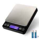 KitchenTour Digital Kitchen Scale - 3000g/0.1g High Accuracy Precision Multifunction Food Meat Scale with Back-Lit LCD Display(No Batteries)