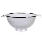 Kuber Industries Small Stainless Steel Colander Strainer Drainer with Handle (Silver), Standard, (49KM0113),20L x 20W x 8H Centimeters