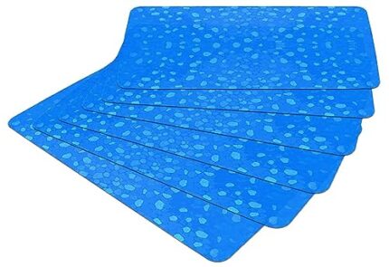 Kuber Industries Stone Print Fridge Mat Set of 6|Water Proof Refrigerator Drawer Mat|Reusable & Washable|Multipurpose Mat for Kitchen (Blue)