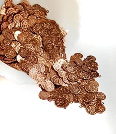 LECRAFT Lakshmi Coin/kasu for Hand Embroidery Work Light Weight Coin Pack of 100pc (10mm, Copper)