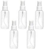 Lakeer 100 Ml Plastic Empty Spray Bottle Refillable Fine Mist Perfume Atomizer For Sanitizer Travel Beauty Makeup (Pack Of 5) - Transparent