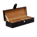 Leather World Watch Box Holder Organizer Case in 6 Slots of Watches for Men and Women (Black)