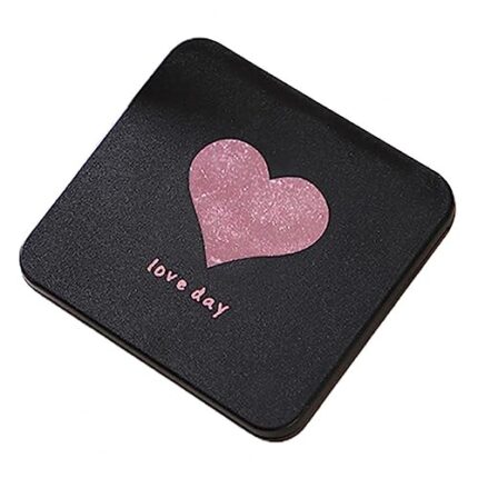 Leeonz Premium Travel Makeup Vanity Mirror for Handbag Purse Pocket, Magnifying Beauty Compact Mirror for Girls and Women, Portable Handheld 2-Sided Folding Cosmetic Mirror (Heart Pattern)