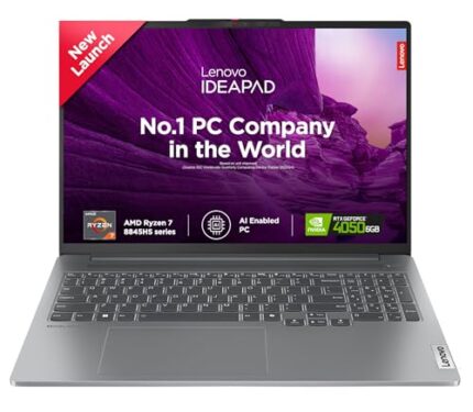 Lenovo IdeaPad Pro 5 AMD Ryzen 7 8845HS 16" (40.64cm) 2K-OLED 400Nits 120Hz Laptop (16GB/1TB SSD/NVDIA RTX 4050 6GB/Win11/100% DCI-P3/Office 2021/Alexa/3 Month Game Pass/Grey/1.91Kg), 83D5000SIN