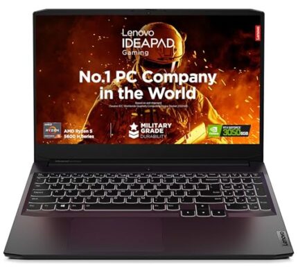 Lenovo Ideapad Gaming 3 AMD Ryzen 5 5600H 15.6" (39.62cm) FHD IPS Gaming Laptop (8GB/512GB SSD/4GB NVIDIA RTX 3050/120Hz/Win 11/Office 2021/Backlit/3months Game Pass/Shadow Black/2.25Kg), 82K2022VIN