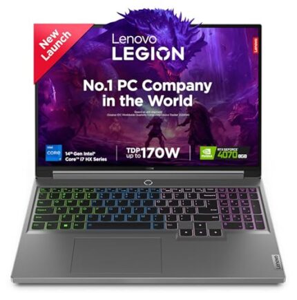 Lenovo Legion 5 Intel Core i7-14650HX 16" (40.64cm) WQXGA IPS 350Nits 165Hz Gaming Laptop (16GB/1TB SSD/Win 11/Office 2021/NVIDIA RTX 4070 8GB/100%sRGB/Alexa/3 Month Game Pass/Grey/2.3Kg), 83DG009DIN