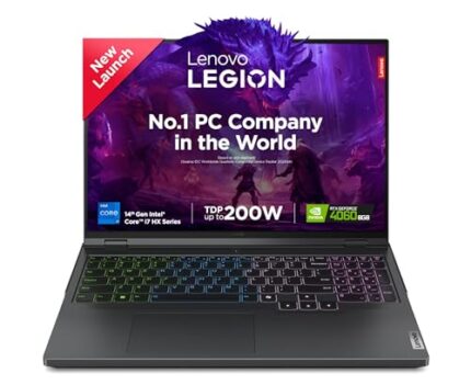 Lenovo Legion Pro 5 Intel Core i7-14650HX 16" (40.64cm) WQXGA IPS 500Nits 240Hz Gaming Laptop (16GB/1TB SSD/Win 11/Office 2021/NVIDIA RTX 4060 8GB/100% DCI-P3/3 Month Game Pass/Grey/2.5Kg), 83DF003NIN