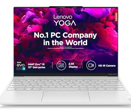 Lenovo Yoga Slim 7 Carbon Intel Evo Core i7 1360P 13.3"(33.7cm) 2.5K IPS 400Nit Laptop(16GB/1TB SSD/Win 11/Office 2021/Backlit KB/1Yr Warranty/Alexa/3 Month Game Pass/Moon White/984g),83AY003CIN