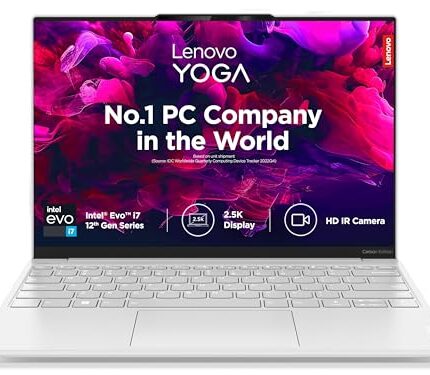 Lenovo Yoga Slim7 Carbon Intel Evo i7 1260P 13.3"(33.78cm) QHD 400Nit Touch Laptop(16GB/1TB SSD/Win 11/Office 2021/Backlit KB/IR Cam/3Yr Warranty/Alexa/3 month Game Pass/Moon White/ 1kg),82U90080IN