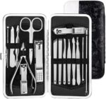 Leticia Manicure Set 16pc Professional pedicure manicure kit Leticia Stainless steel Nail clippers Grooming Kit With lightweight and beautiful Travel Case-Multicolor