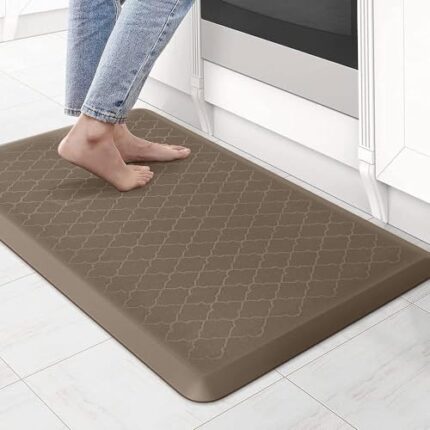 Lifekrafts Anti Fatigue Floor Mat(Design) Thick Perfect Kitchen Mat, Standing Desk Mat. Comfort at Home, Office, Garage 82x52x1.8cms (Dark Brown)