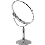 Loop Group � Silver Tabletop Double Side Shaving Makeup Vanity Mirror 360 Degree 5X Magnification Beauty Make up Cosmetic Stand for Shaving & Makeup Vanity Bedroom Bathroom Desk (Silver Round)