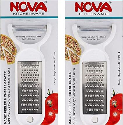 MAYANSHH NOVA Brand Y Shaped Multipurpose 2-in-1 Stainless Steel Vegetables and Fruit Peelers with Cheese, Garlic and Ginger Grater for Kitchen (White, 2PC)