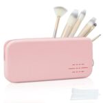 MAYCREATE® Makeup Brush Holder Silicone Travel Cosmetic Makeup Brush Pouch Zipper Makeup Brush Organizer Portable Make Up Brushes Bag for Travel Dustproof Beauty Tool - Pink