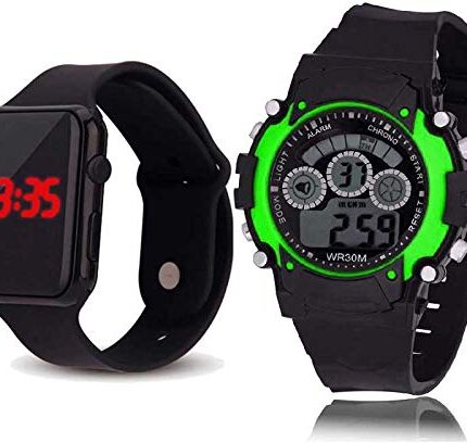MRPOINT Digital Watch Treading Collection Led Smart Watch for Boys and Kids 2 Watch Combo for Boys and Men (Black and Green) - Digital Watch - for Boys & Girls