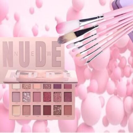 M.S TRADERS Beauty Eyeshadow Palette With Brush Set Combo Kit Of The Nude Eyeshadow (18 Shades In 1) Glossy Eyeshadow Palette With 5 Pcs Eye Shadow, Face Makeup Brush Set