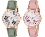 || MV INTERNATIONAL || Analogue 6 Different Color Flowered Dial Watch for Women and Girls Single and Combo Watches for Women and Girl Pack of 2