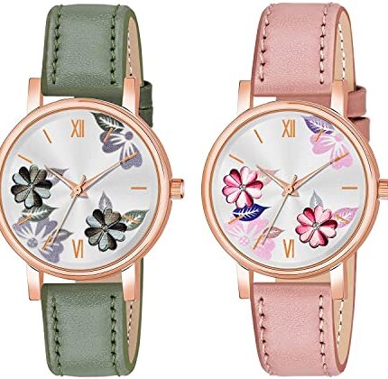 || MV INTERNATIONAL || Analogue 6 Different Color Flowered Dial Watch for Women and Girls Single and Combo Watches for Women and Girl Pack of 2