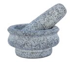 MYNAKSHA Mortar and Pestle Set Stone for Spices, Okhli Masher, Khalbatta, Kharal, Mixer, Natural & Traditional Grinder and Musal, Well Design for Kitchen (Grey) (5 inch)