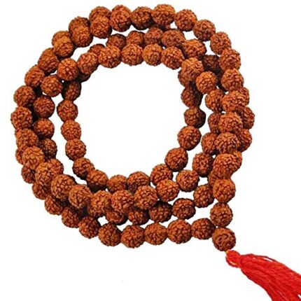 Madeinindia Beads 7Mm, 5 Mukhi Rudraksha Jaap Mala For Pooja (Astrology) (108+1 Beads) 100% Pure & Authentic For Unisex Adult