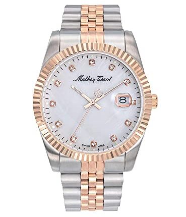 Mathey-Tissot Stainless Steel Swiss Made White Dial Analog Men Watch - H710Ra, Silver Band