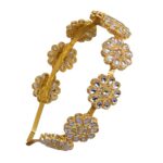 Matkooz Kundan Minakari Gold Plated Fancy Party Wedding Hairband Headband for Women & Girls (Gold & Silver)