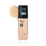 Maybelline New York Liquid Foundation, Matte Finish, With SPF, Absorbs Oil, Fit Me Matte + Poreless, 118 Light Beige, 30 ml