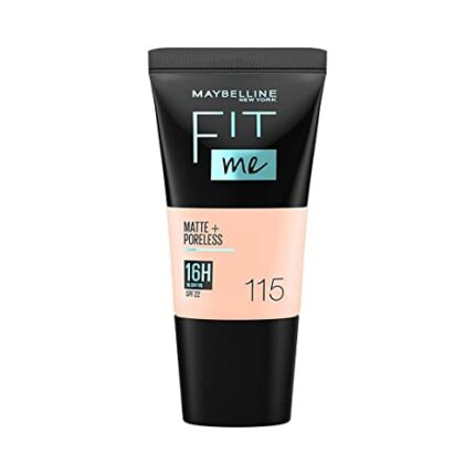 Maybelline New York Liquid Foundation, Matte & Poreless, Full Coverage Blendable Normal to Oily Skin, Fit Me, 115 Ivory, 18ml