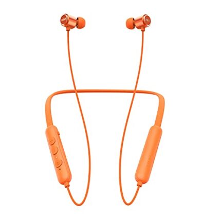 Mivi Collar Flash Bluetooth Wireless in Ear Earphones,24 Hours Battery Life, Booming Bass, IPX4 Sweat Proof, Passive Noise Cancellation, Bluetooth 5.0 with mic (Orange)