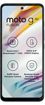 Motorola G40 4G (Dynamic Gray, 6GB RAM, 128GB Storage) | 6.78 inch Full HD+ IPS LCD Display | Qualcomm Snapdragon 732G Octa Core 2.3 GHz Processor | 64MP + 8MP + 2MP REAR Camera | 16MP Front Camera