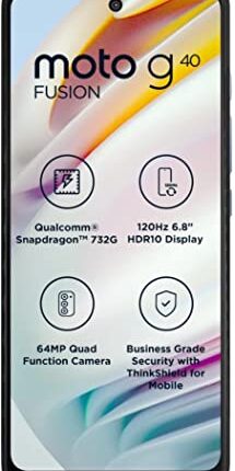 Motorola G40 4G (Dynamic Gray, 6GB RAM, 128GB Storage) | 6.78 inch Full HD+ IPS LCD Display | Qualcomm Snapdragon 732G Octa Core 2.3 GHz Processor | 64MP + 8MP + 2MP REAR Camera | 16MP Front Camera