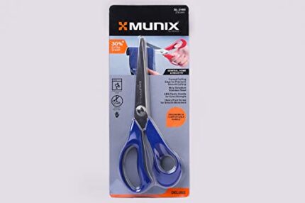 Munix GL-2185 216 mm / 8.5" Stainless Steel Scissors | Round Tip with Curved Blades & Shock Proof Body | Ergonomic & Comfortable Handles | Dark Blue, Pack of 1 - Color May Vary