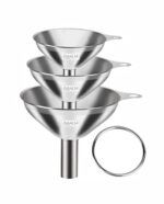 NAALSA CROWN 3pc Funnels Set Small/Medium/Large Food Grade Stainless Steel funnel for oil dispenser for Ghee, Liquids, Essential Oils, Powder funnel for kitchen use