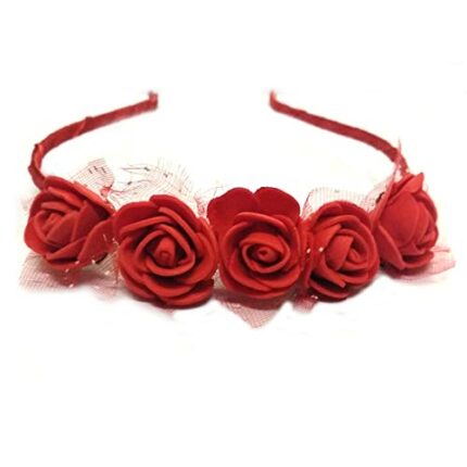 Natth Red Rose Hair Band/Hair Tiara Designed Hair Band Accessories for Women/Girls