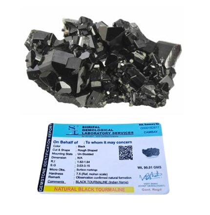 Natural Pure Black Tourmaline Certified Clusters for Grounding and Protection | Healing and Meditation - Cleansing off Negative Energy (96.42)