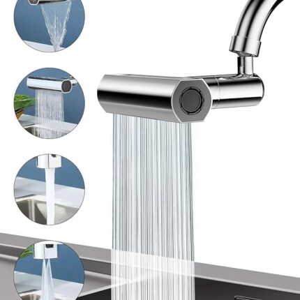 New 4-in-1 360° Rainfall Kitchen Sink Faucet with Waterfall Feature and Faucet Extender - Swivel Faucet for Washing Vegetables and Fruits | Lightweight, Rain Mode, Strong Sprayer Shower